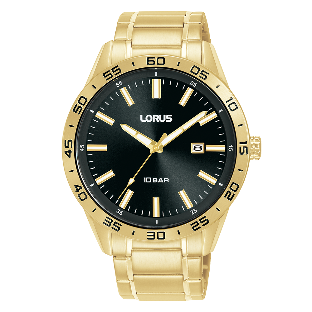 Lorus Men’s Sports Black Sunray with Gold Coloured Bracelet RH952QX9 ...
