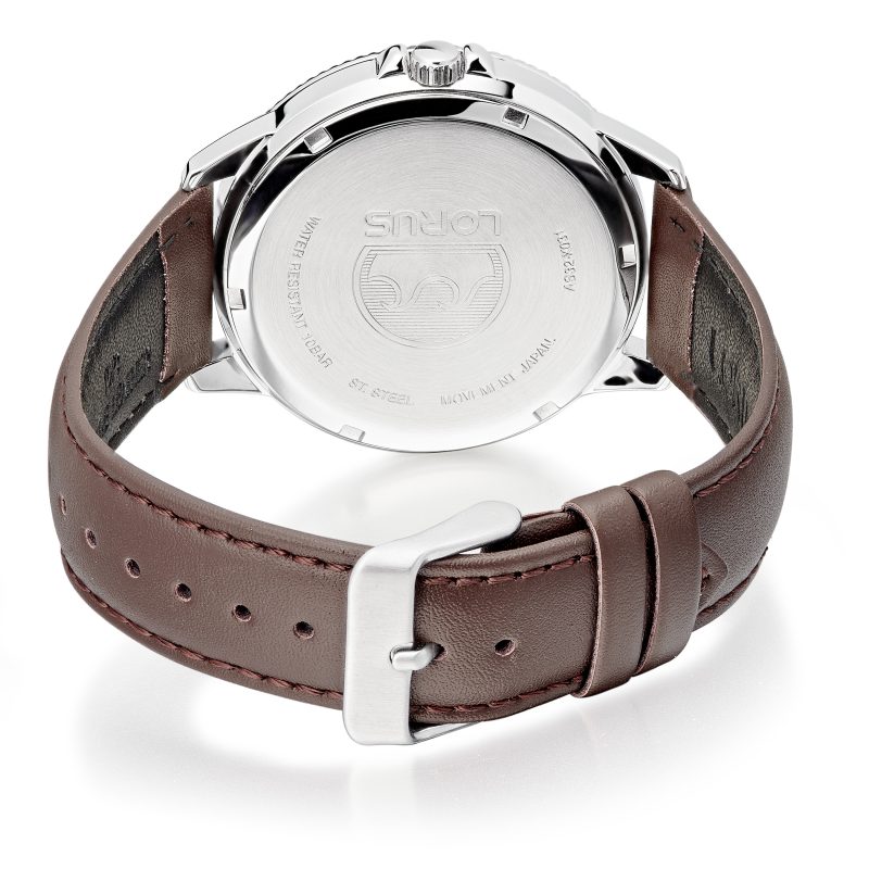 Lorus Solar Elegant Blue-Grey & Brown leather Sports RX349AX9