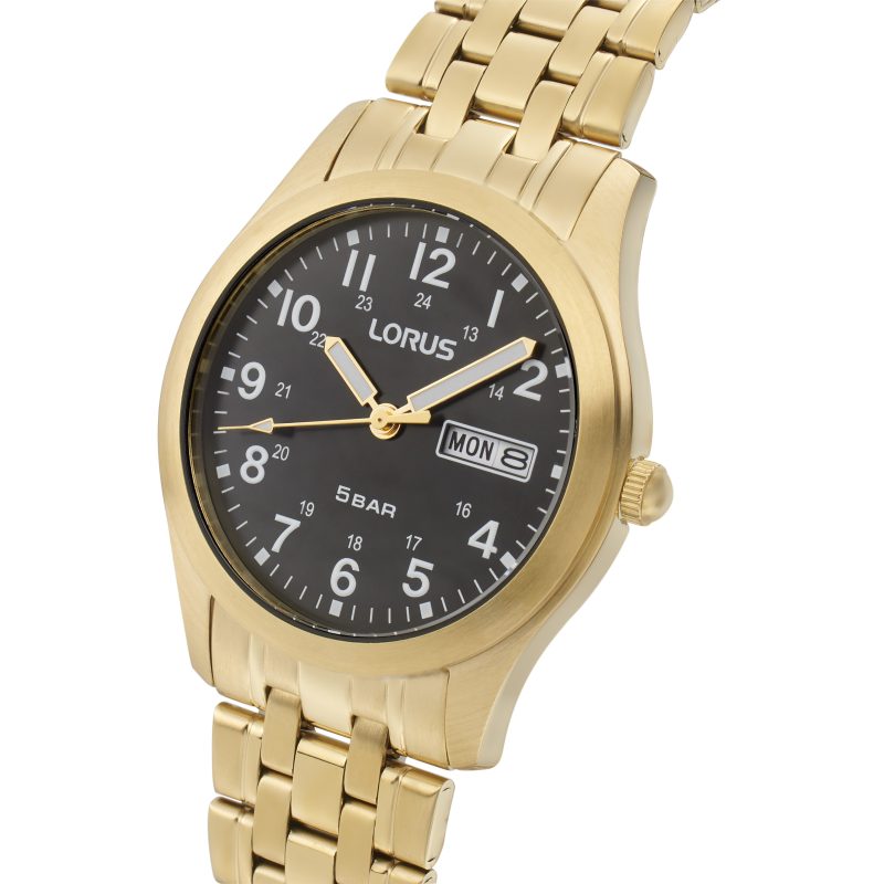 Lorus Men’s Black Gold tone 24/7 Field watch