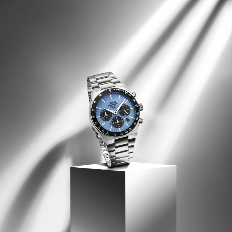 Lorus Men's Solar Bluey Black Dial Chronograph RZ525AX9 | Lorus