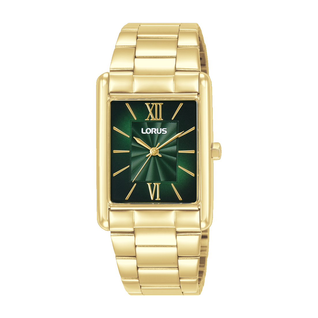 Lorus Green Gold Tone 'Rectangular Chic'